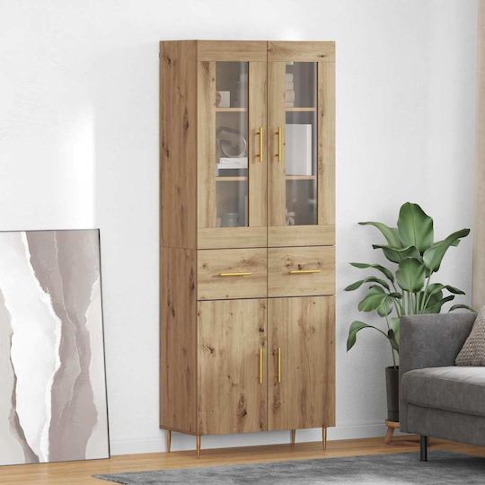 Highboard Κρεμαστή Βιτρίνα από Μοριοσανίδα με Τζάμι Artisan Oak 69.5x34x180cm 3416053 Highboard Κρεμαστή Βιτρίνα από Μοριοσανίδα με Τζάμι Artisan Oak 69.5x34x180cm 3416053