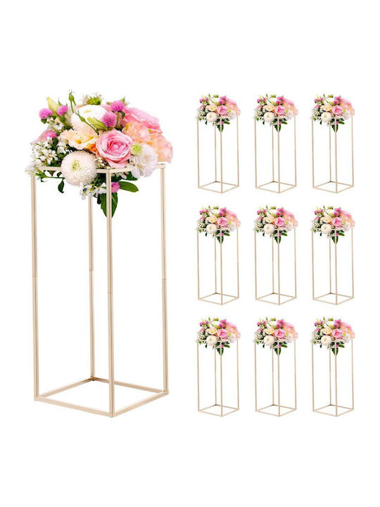 Wedding Flower Base Vevor 10 Pieces Flower Base Column 60cm Flower Bases Hidden Screw Rectangular Cubic Florist Shelf Wedding Party Birthday Home Gold Centerpiece Bases