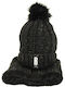 Set with Beanie Knitted in Black color