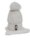 Set with Beanie Knitted in White color