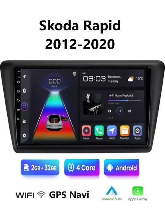 Car Audio System for Skoda Rapid 2012-2020 (Bluetooth/USB/WiFi/GPS/Apple-Carplay/Android-Auto) with Touch Screen 9"