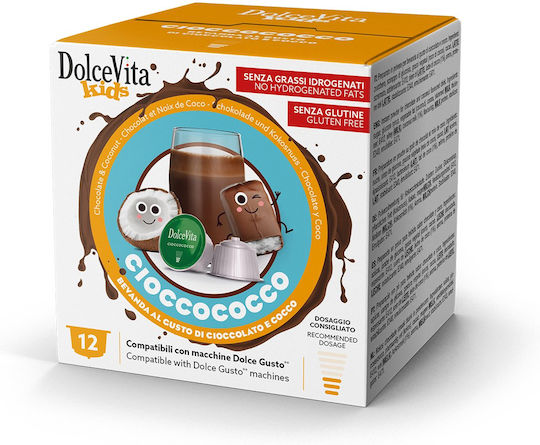 Κάψουλες Dolce Gusto Συμβατές Dolce Vita Cioccococco Σοκολάτα Καρύδα 12 Τεμάχια