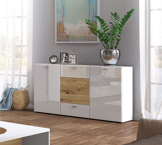 Bufet Sari din Lemn cu Sertare Alb 150x81x40cm