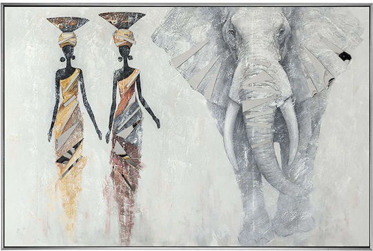 Canvas Painting 2 African Women & Elephant Frame 152.5x102.5x5.5cm 4/kib