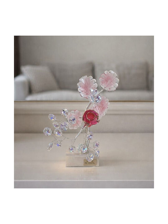 Decorative Crystal Flower Bonsai De Cristal Pink Marble Base 9x7x18cm Galifas 9126331 Galifas