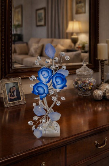 Decorative Crystal Flower Bonsai De Cristal Blue Marble Base 10x9x32cm Galifas 9126299 Galifas