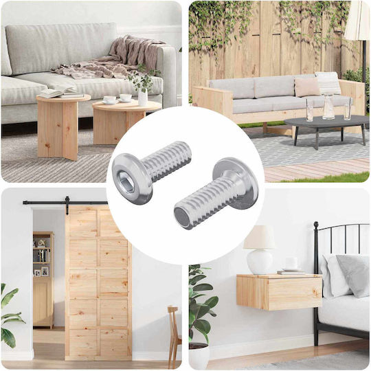 vidaXL Wood Bolts Hexagon Metallic with Length 6mm 2pcs 18kg