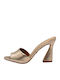 Damen Pantoletten mit Chunky Hoch Absatz Bronze