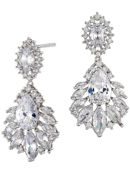 White Pearl Earrings with Stones