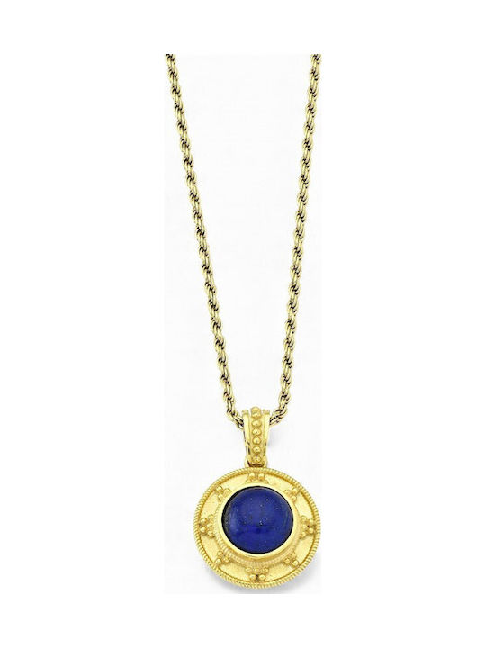 Kontopoulos Necklace Byzantine Amulet from Gold Plated Silver with Zircon