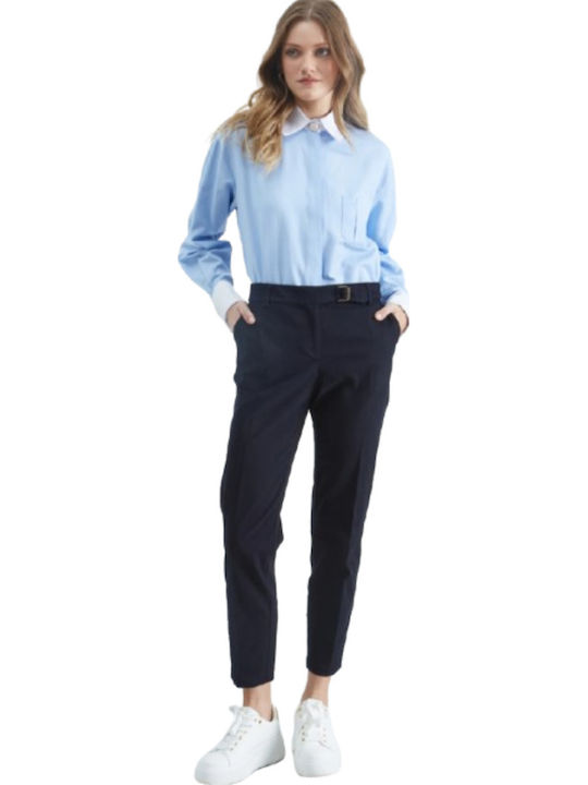 Women's Capri Chino Trousers Navy