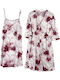Sorrisino Summer Women's Cotton Robe with Nightgown Pink