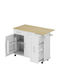 HomCom Τρόλεϊ Κουζίνας Ξύλινο 2 Θέσεων Λευκό 91x129cm