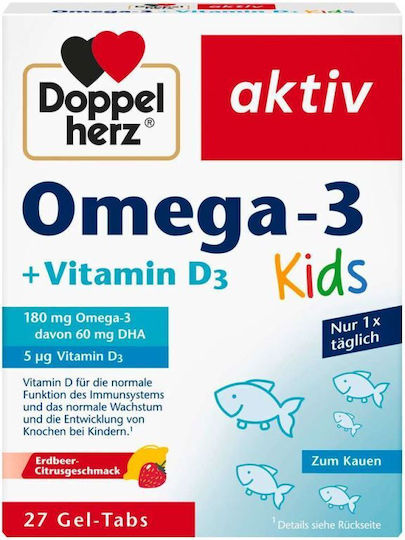 Doppelherz Omega 3 +vitamin D3 Kids Fish Oil Suitable for Children 90mg 27 tabs