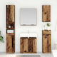 vidaXL Countertop with Sink & Mirror Old Wood, Brown