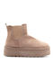 Suede Women's Ankle Boots with Fur Brown