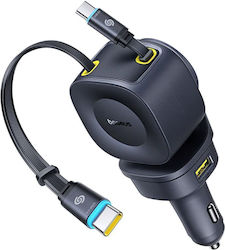 Baseus Auto-Ladegerät mit Anschlüssen 2xType-C und Kabel Typ-C,TC-TC