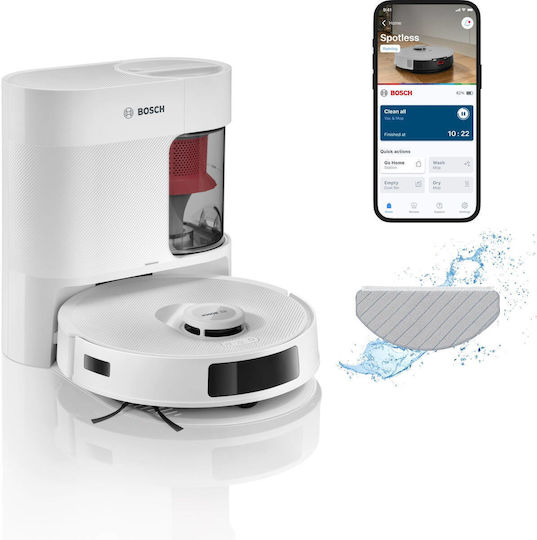 Bosch Spotless + Прахосмукачка Робот с Лазерно Картографиране и Всмукателна Мощност 11000Pa Бяла