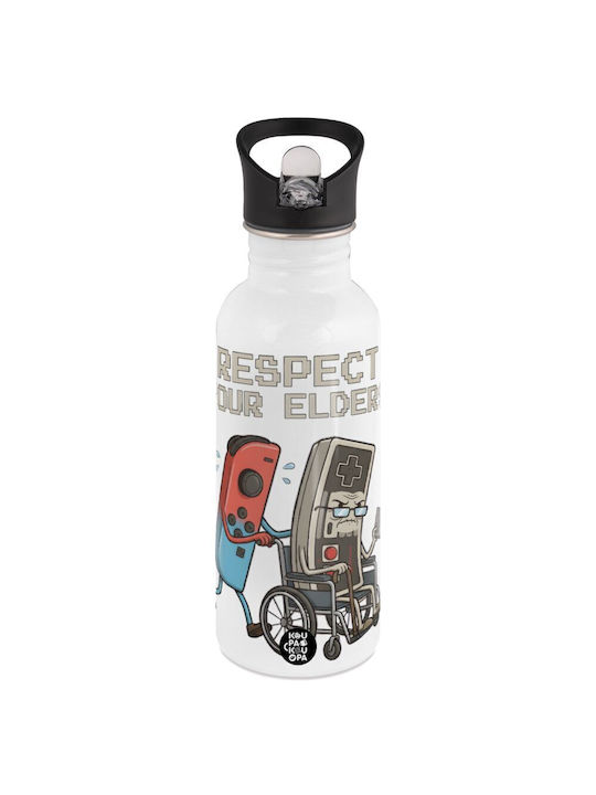 Koupakoupa Respect Your Elders Water Bottle Stainless Steel 592ml White