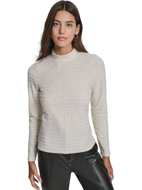 DKNY Damen Bluse Langärmelig Eggnog