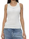Damen Bluse Baumwolle Ärmellos White