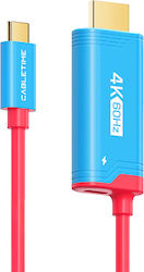 Cabletime CT-CMHD4P-PB2 HDMI male - USB-C female 2m Κόκκινο