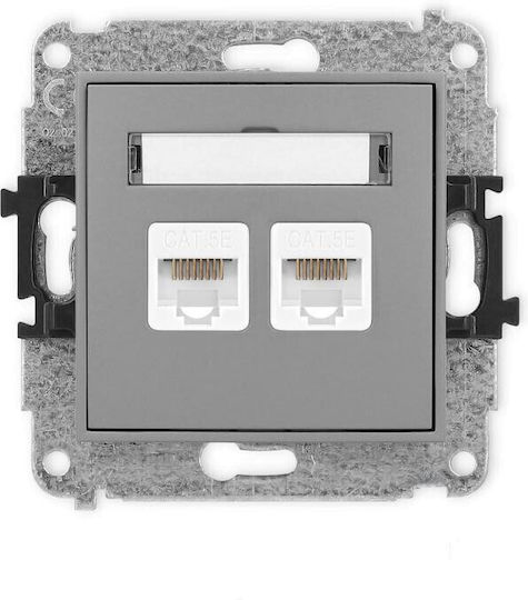 Icon Dual Computer Netzwerksteckdose Mechanismus 2xrj45 Cat 5e 8-polig Matt Grau 27igk-2
