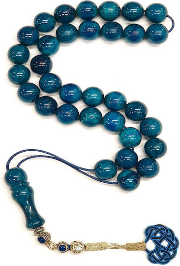 Roloi Komboloi Mastic Worry Beads with 33 Beads Turquoise 40cm