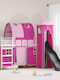 Kinderbett Hochbett Einzeln Fuchsie für Matratze 99.5x190cm