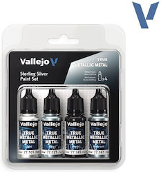 Acrylicos Vallejo Σετ σε Ασημί χρώμα 72ml 4τμχ