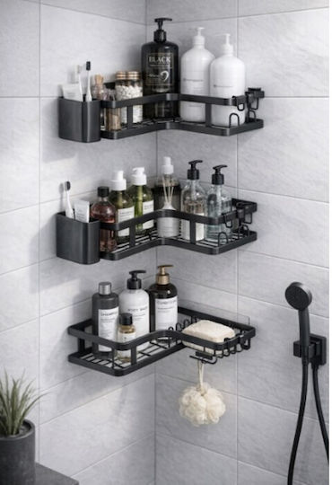 Corner Wall Mounted Bathroom Shelf Metallic