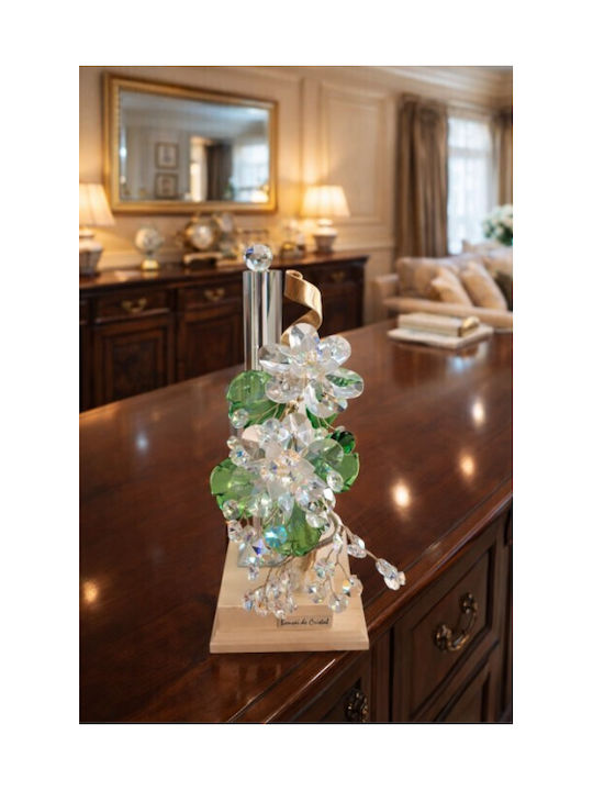 Decorative Crystal Flower Bonsai De Cristal Green Wooden Base 13x13x30cm Galifas 9125646 Galifas