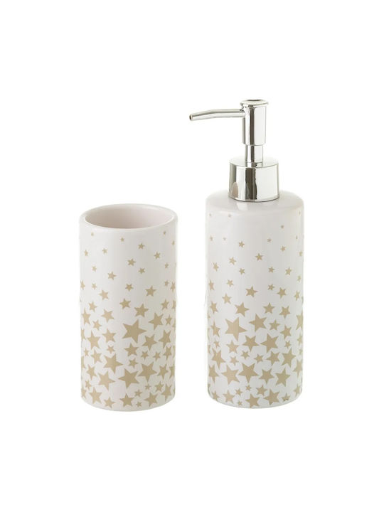 Bakaji Bakaji Ceramic Beige Bathroom Accessory Set 2 Pieces