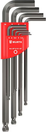Wurth Σετ Γωνιακά Άλλεν Μπίλια Μακριά 1 5-10mm 9τμχ 071531157
