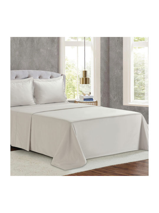 Bed Sheets Set 4 300tc Lt Beige + 2 Pillowcases 52x75 245x270cm Liolios Home 2595 Monaco