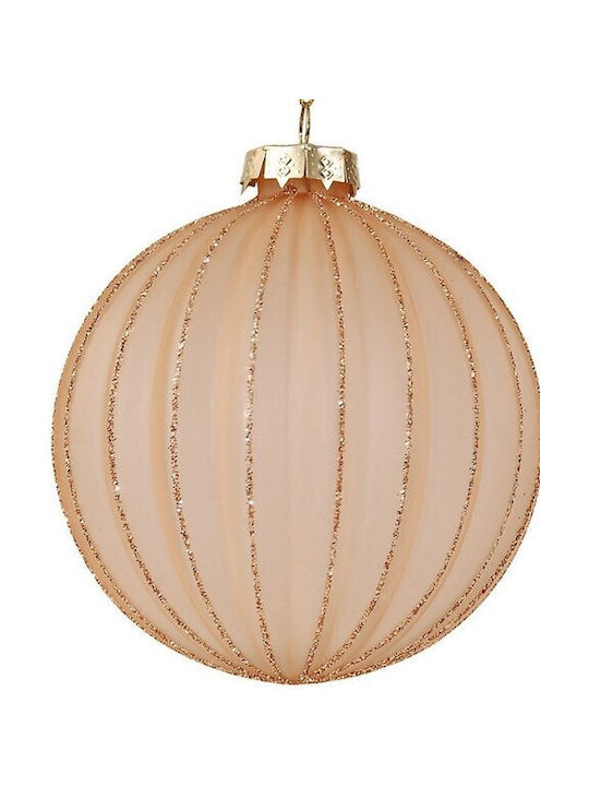 Rosa Glas Weihnachtsbaumschmuck 8cm Set/6