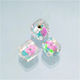 Perlen Efco Glas 10x10x10mm Quadratisch Flowers Blau 3Stück