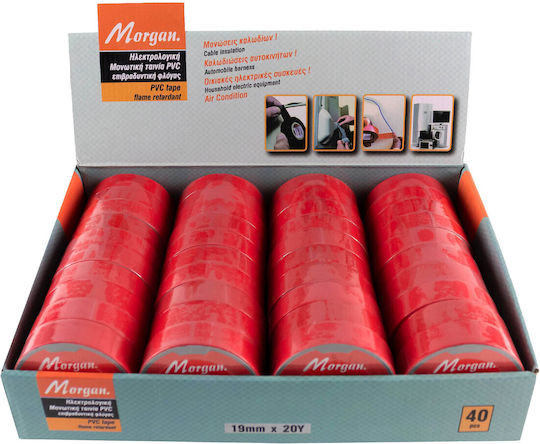 Isolierband 20m x 19mm Rotes Morgan Ausstellung 40 Stück