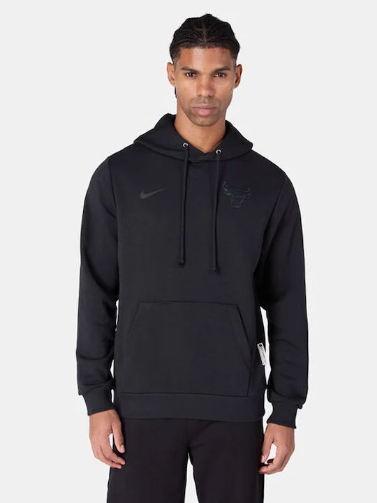 Chicago Bulls Standard Issue Дри-Фит Мъжки Суитшърти с Качулка Черен