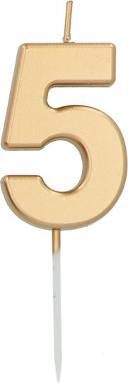 Cake Candle No 5 Gold 5 Pieces