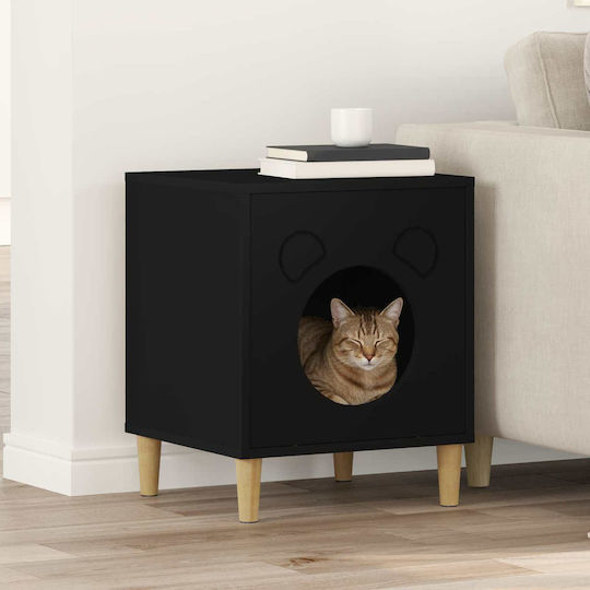 vidaXL Katzenbett Schwarz 42,5 x 40 x 53 cm aus bearbeitetem Holz