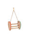 Flamingo Heuraufe Frado Holz Salmon Rosa+Grün 28 Cm