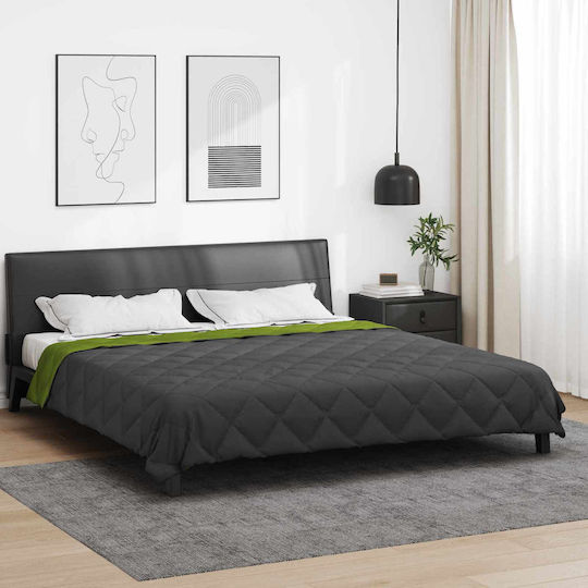 vidaXL Κουβέρτα Υπέρδιπλη 220x200εκ. Πράσινο Και Ανθρακί