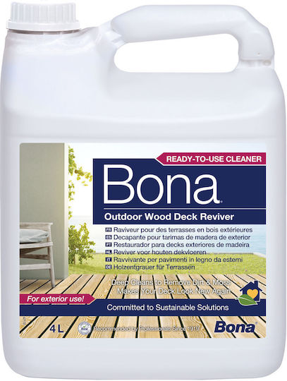 Bona Decking Reviver 4л Течен Почистващ Средство За Износени Дървени Подове На Открито Decks