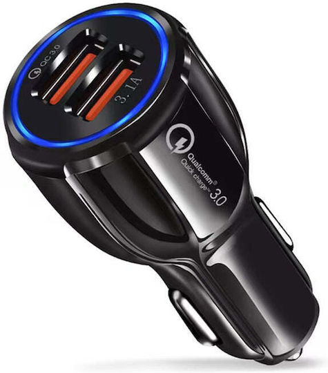 ATC Car Charger 15W 3A Fast Charging with Ports: 2xUSB Black Color