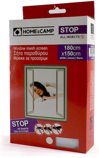 Home & Camp Mosquito Net Window with Velcro Permanent made of Polyester White 180x150cm