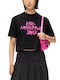Women's Crop T-shirt Black-fuchsia