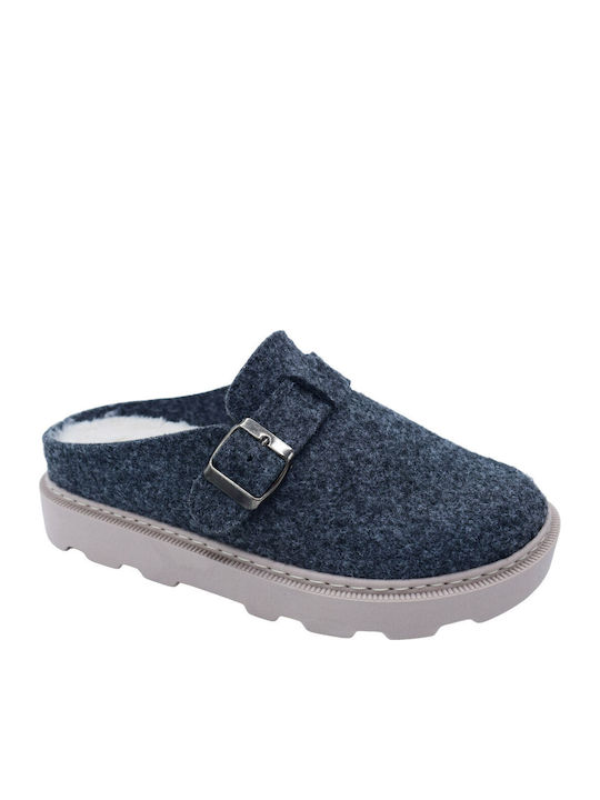 Anatomical Women's Slippers with Fur Navy Blue