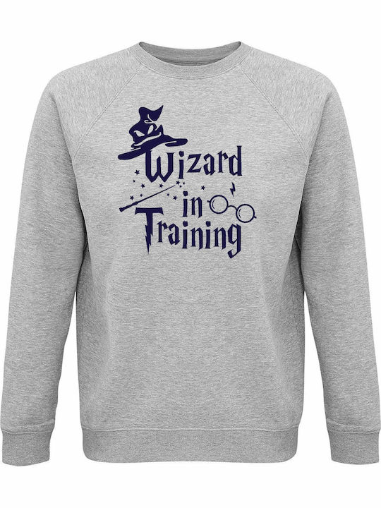 Суитшърт Унисекс Органичен Принт Wizard In Training Хари Потър Сив Меланж