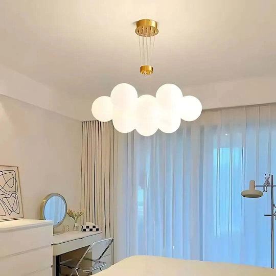 Lustră Suspendată Modernă Loft Bagliore Glob 9xe27 Înălțime Reglabilă Auriu